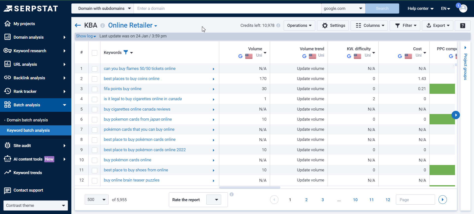 Getting a fresh keyword search volume