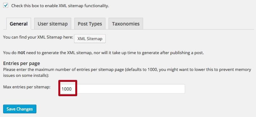How to create and setup sitemap.xml for Google 16261788378472 Max entries per sitemap in Wordpress