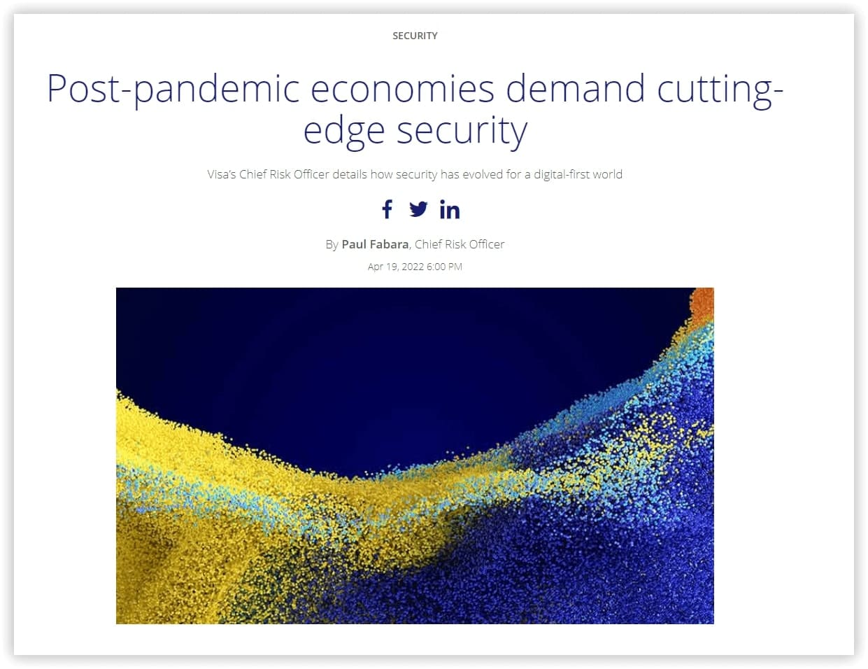 Дата публикации в блоге Visa