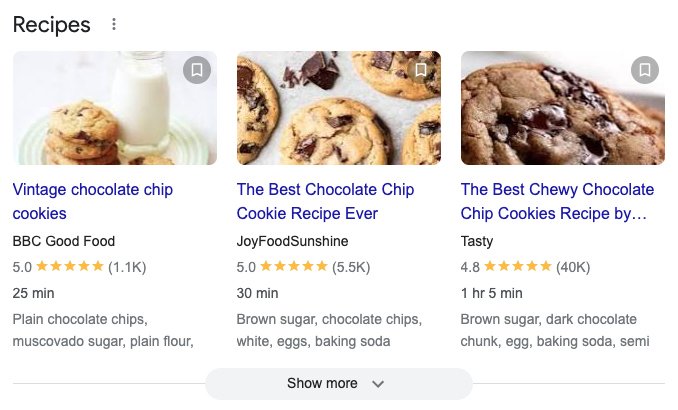 An example of rich result