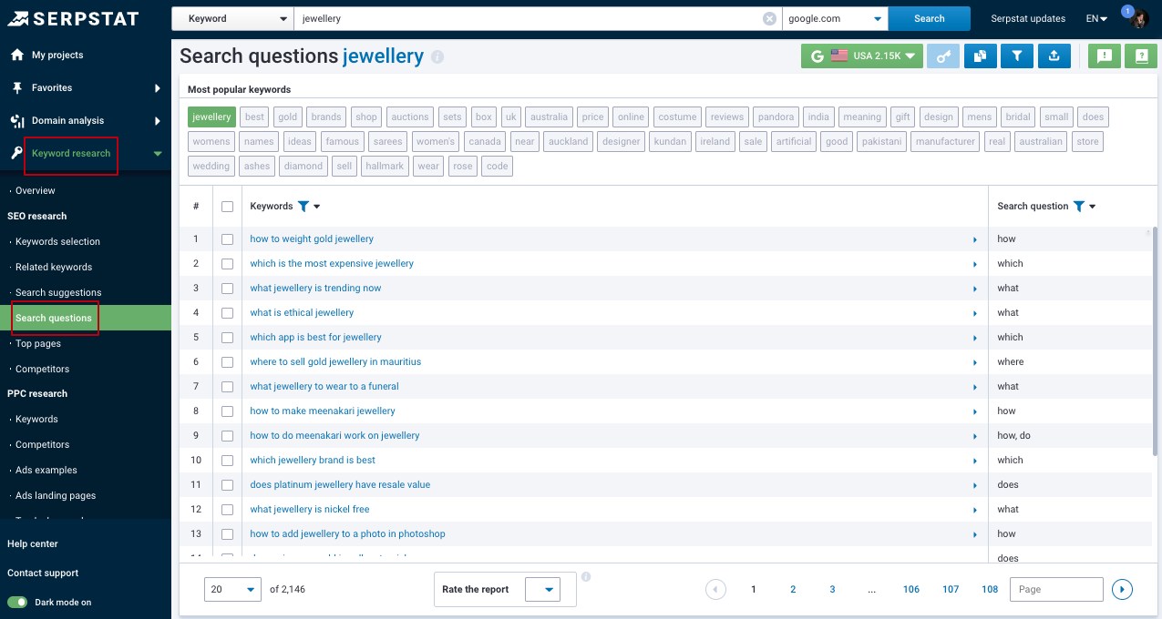 Serpstat SEO Keyword Research Tool
