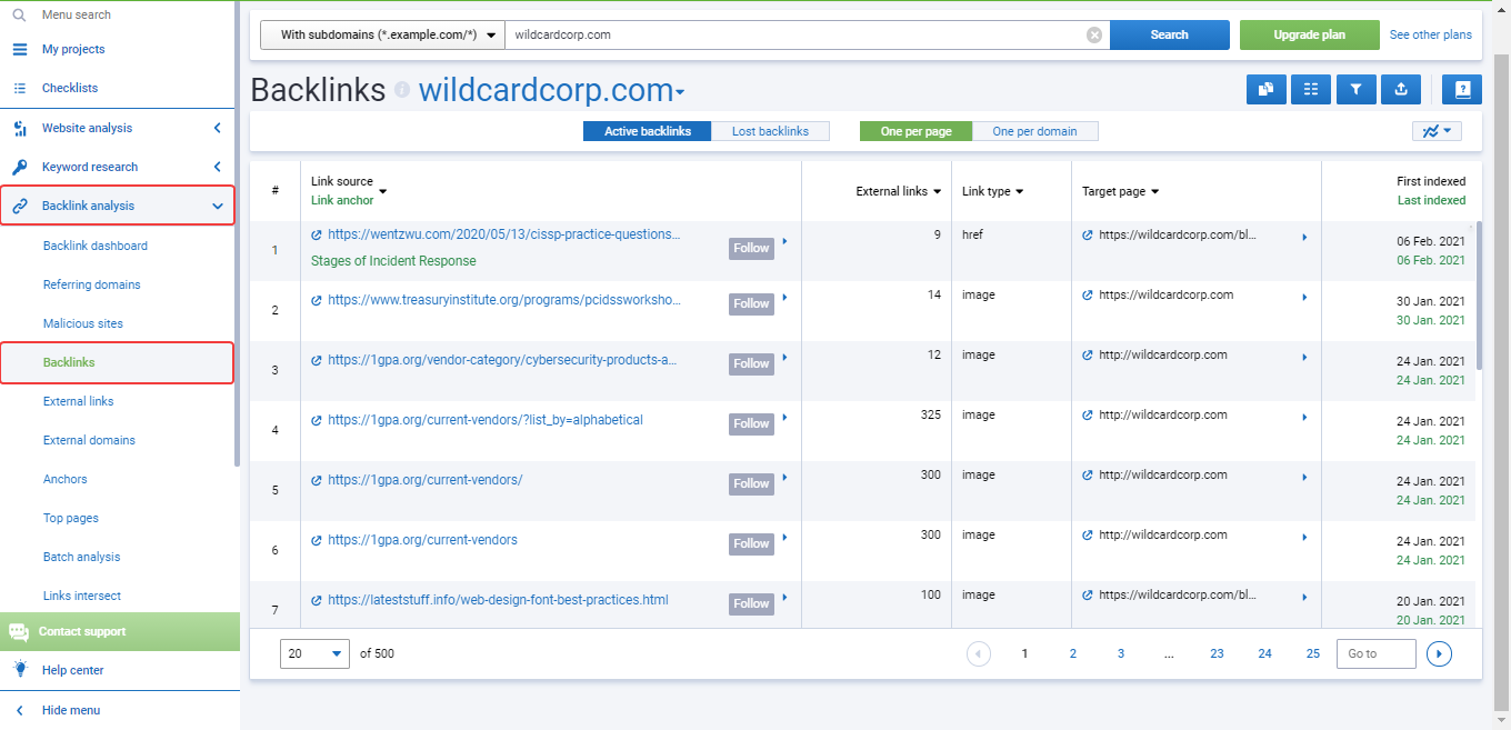 backlinks tool serpstat