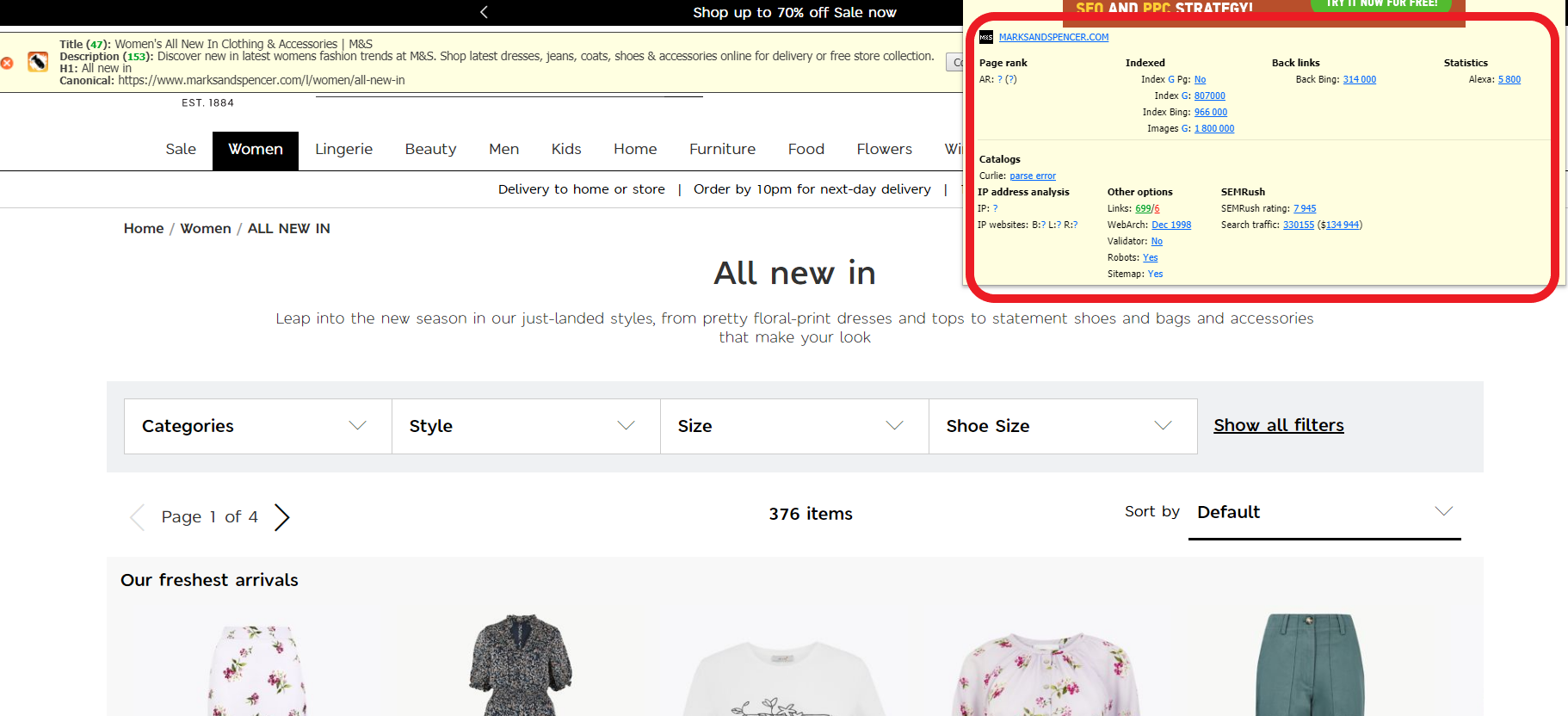 Indexation analysis plugin RDS bar