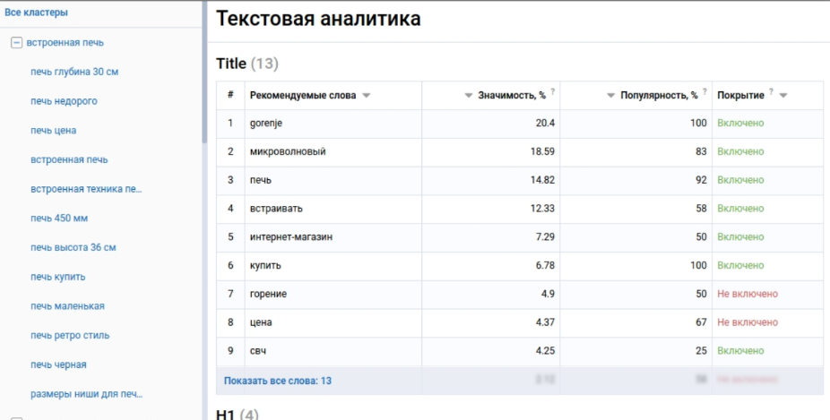текстовая аналитика Serpstat
