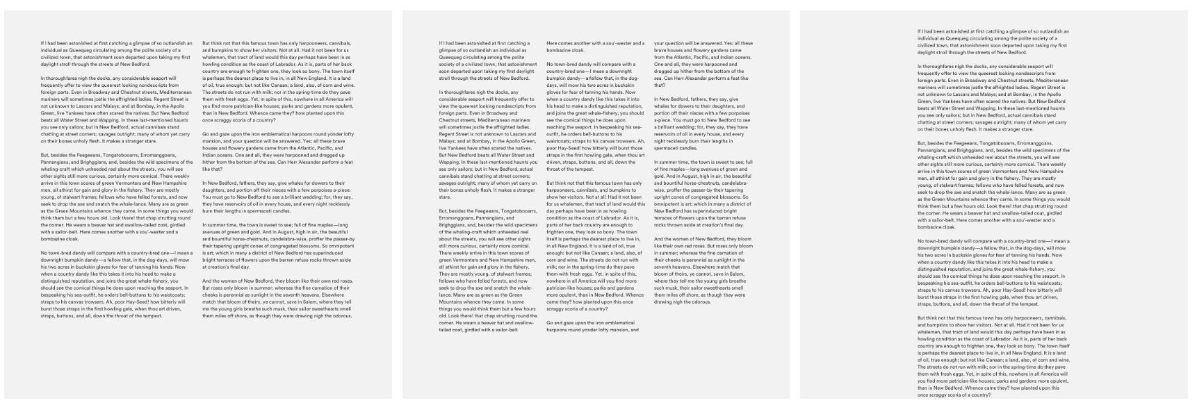 Three different ways to display the same text