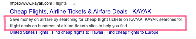Description length in SERP snippet