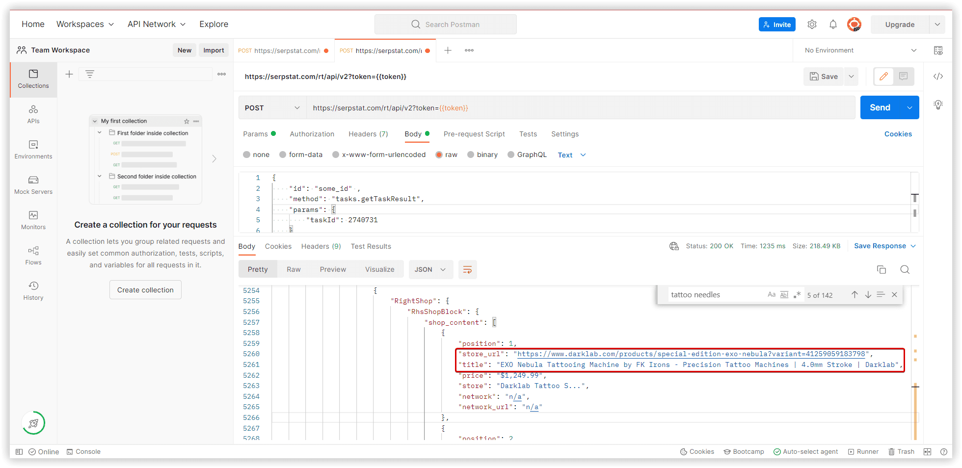 API response with prices