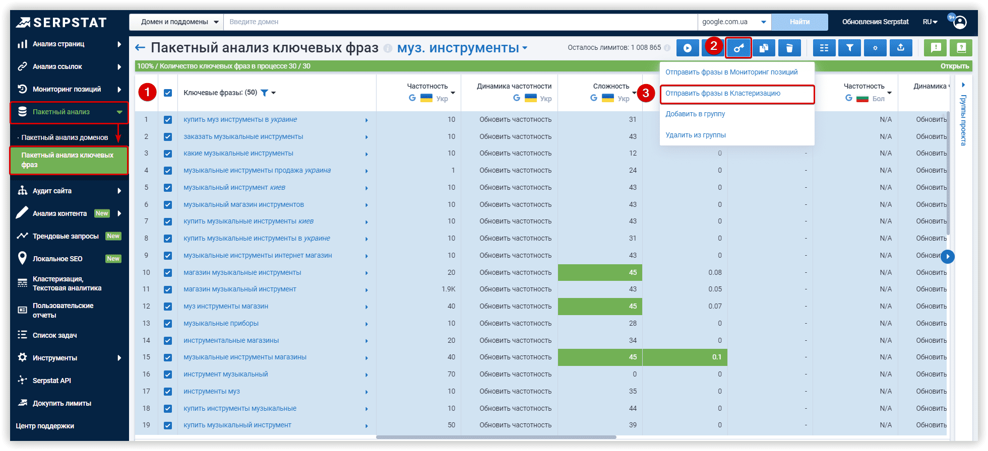 Пакетный анализ