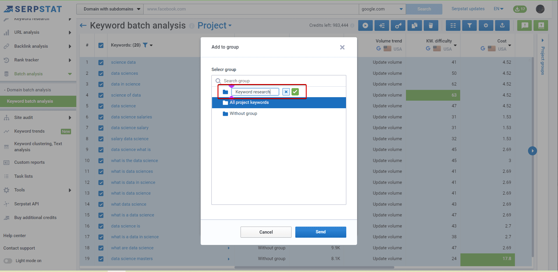 6. You can create a subgroup right here to find and sort the collected keywords faster or set a structure that suits your needs http://img.netpeak.ua/tattoo/chrome