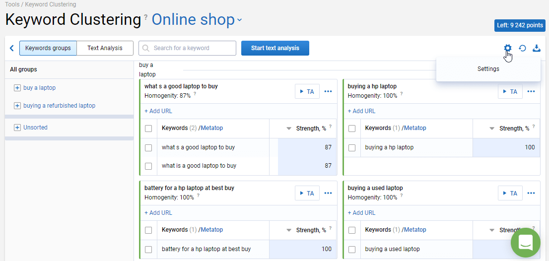 text structure keywords