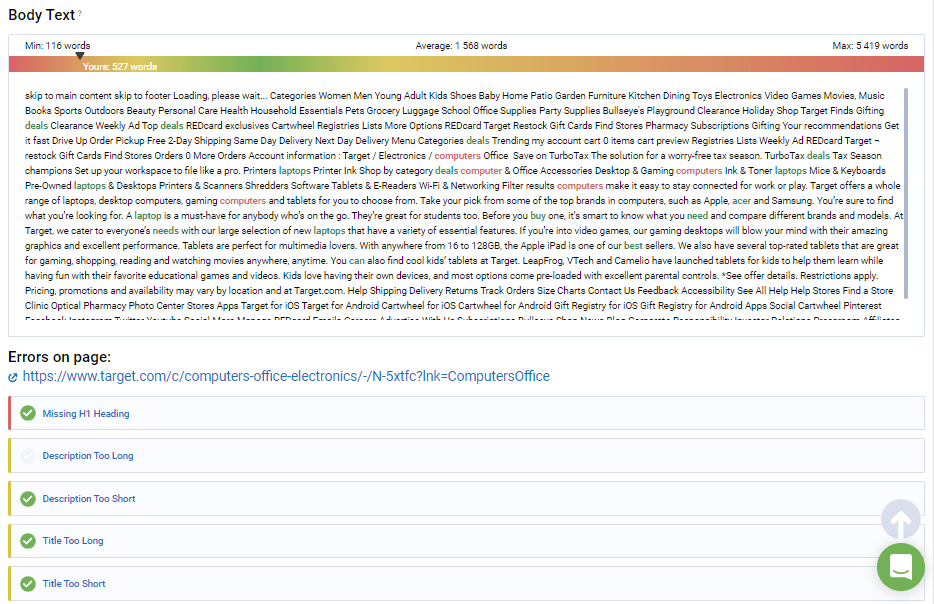 SEO content mapping​ and analysis 