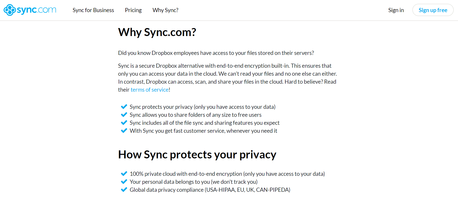 лендинг сервиса sync 