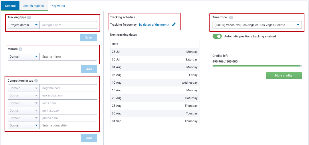 rank tracker: general settings