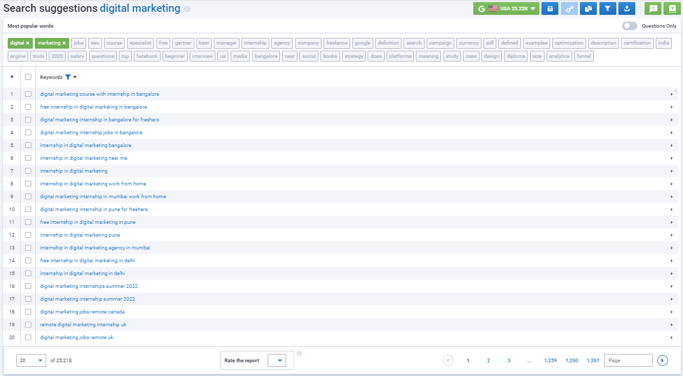 keyword search suggestions