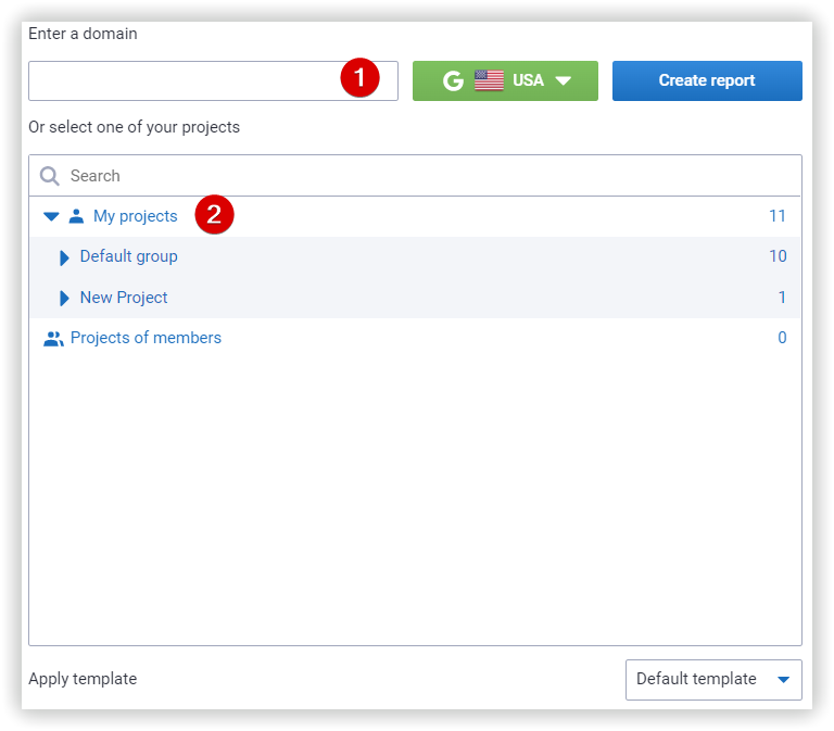 Custom reports, Serpstat