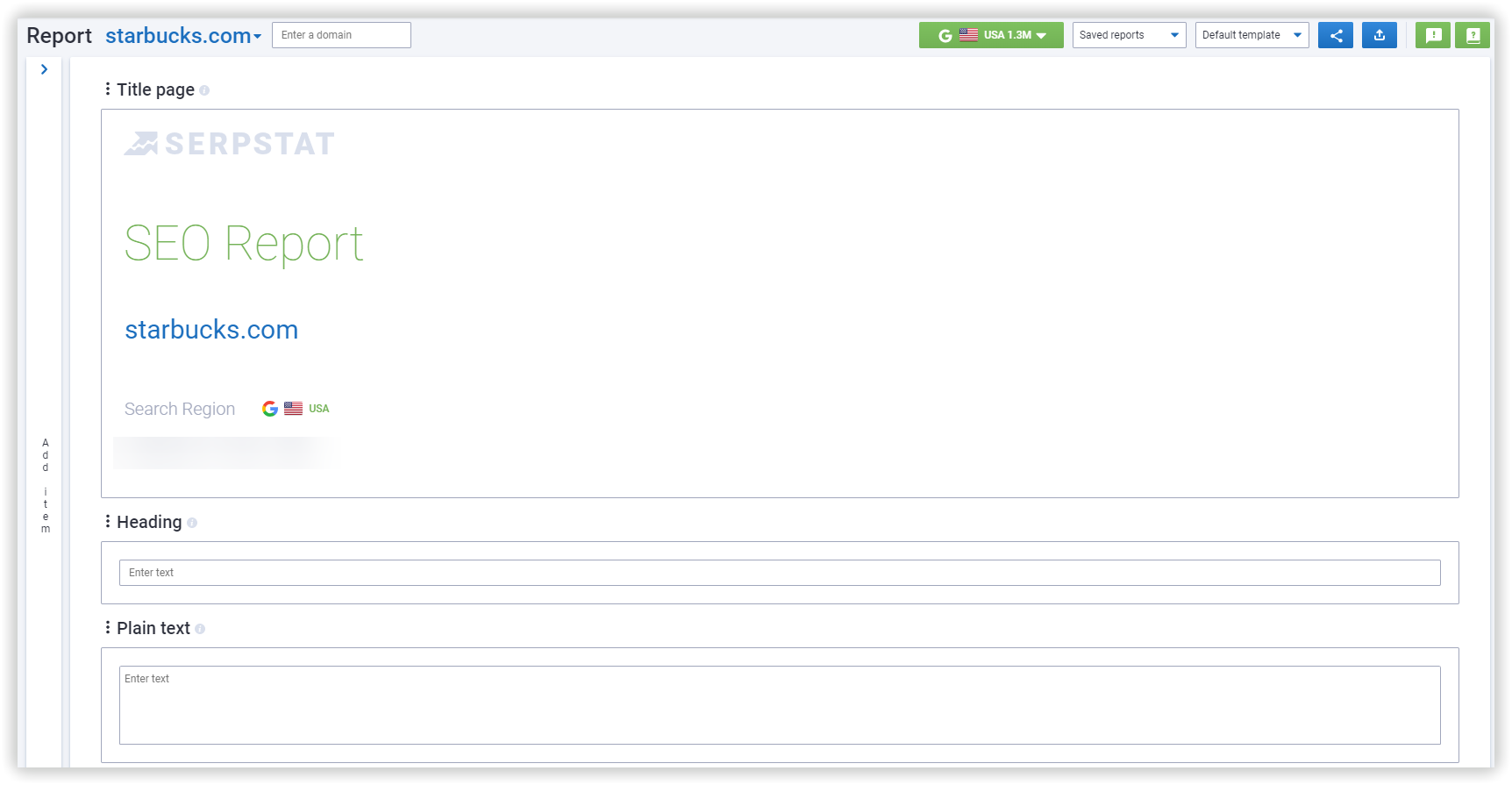 Custom report, Serpstat