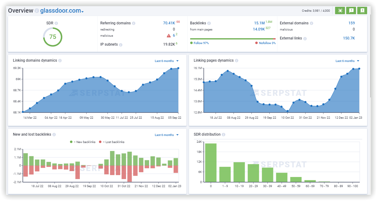 Backlink summary report