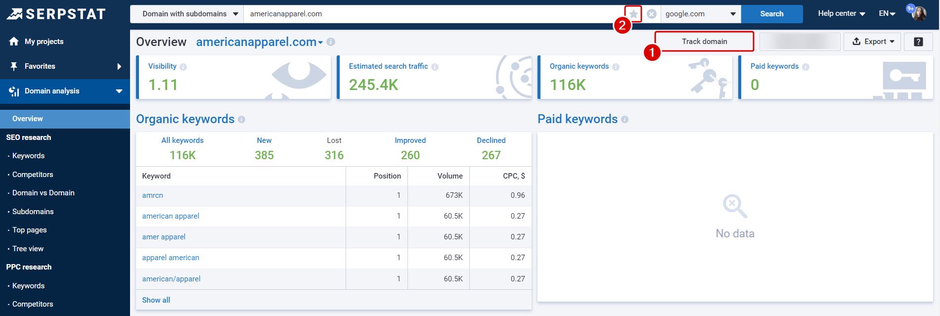 My projects 16261788623022 Add a project to Serpstat