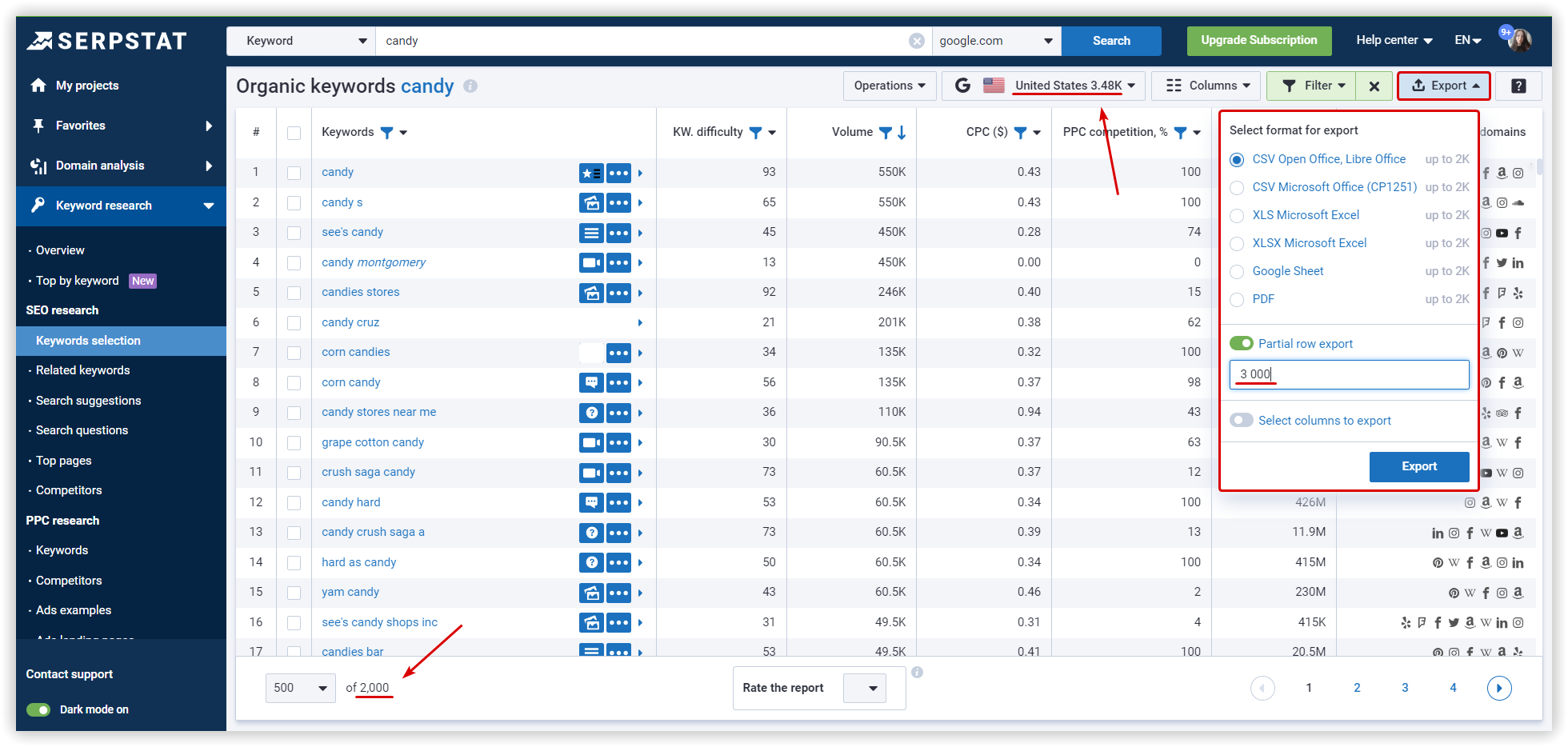 How to export more results than available for your plan?