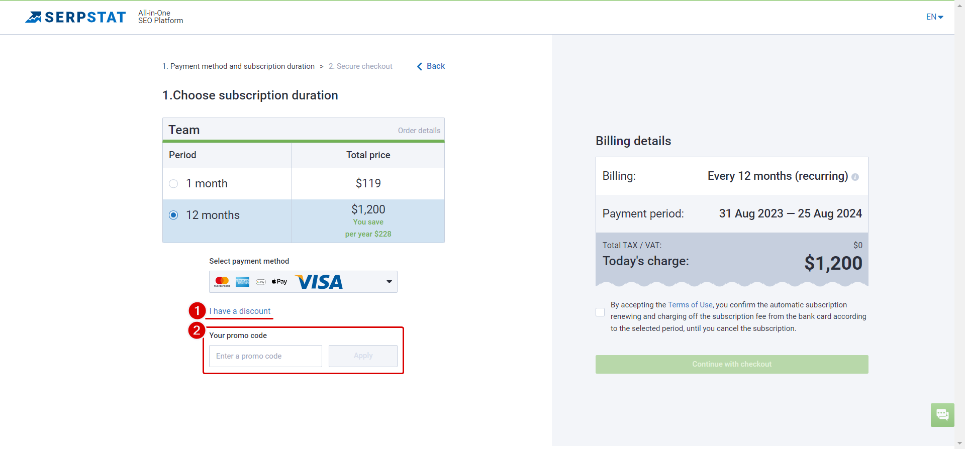 How to apply a discount code