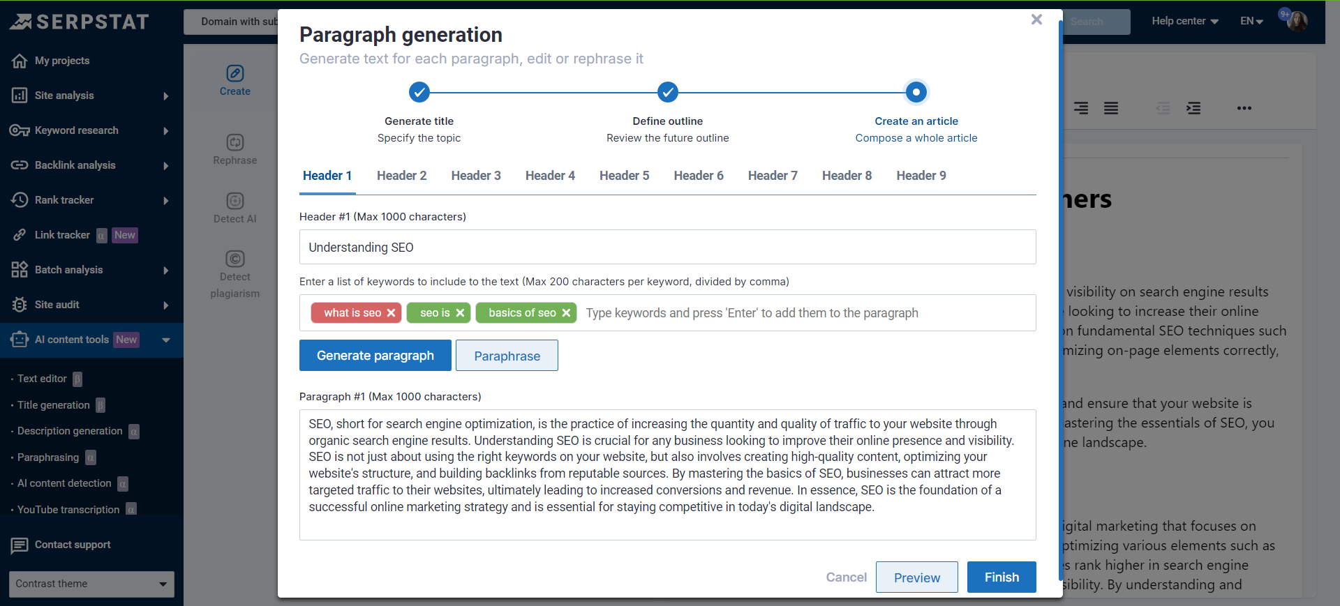 Generated outline of the article