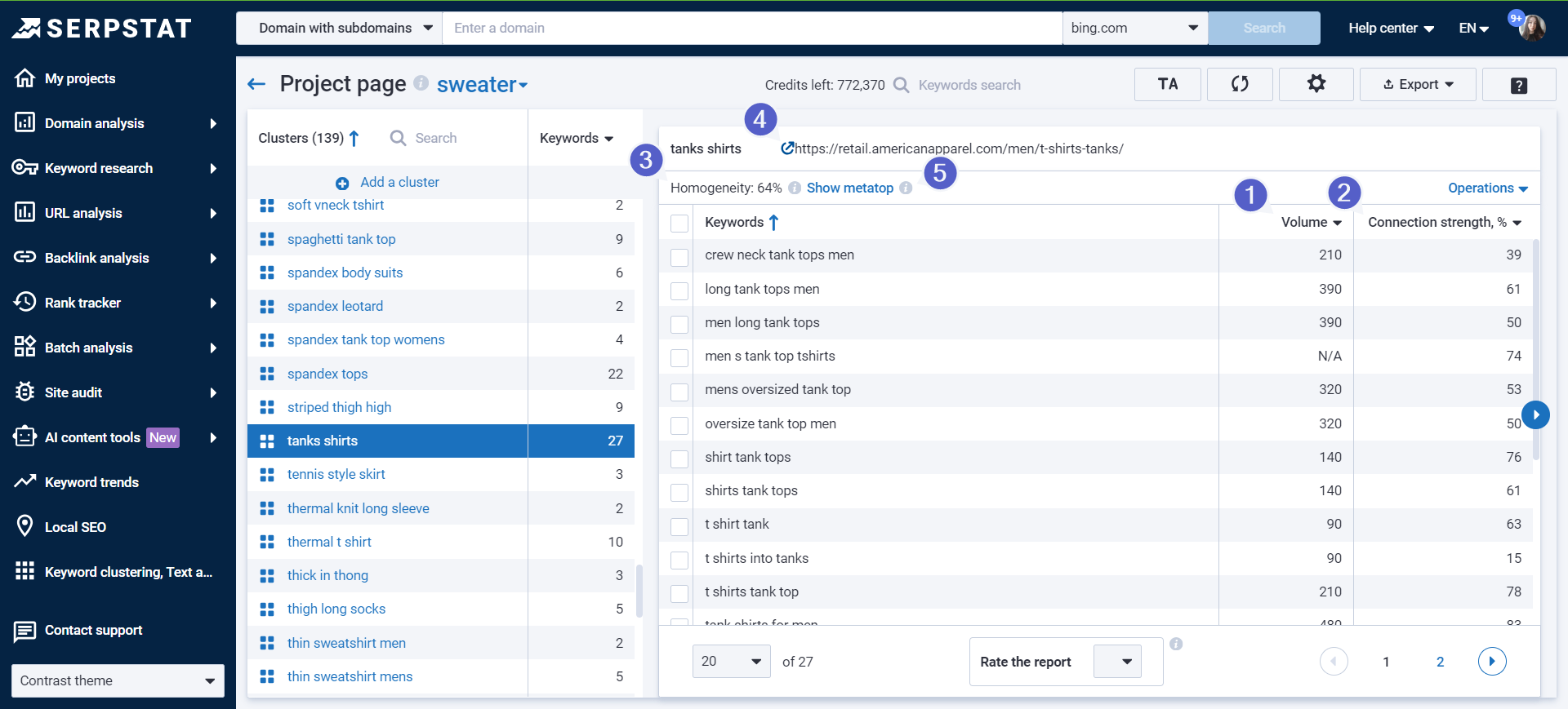 Navigation through keyword clustering