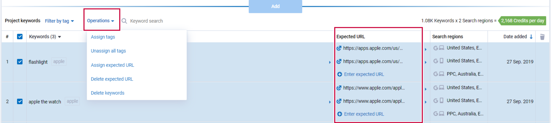 Can I add URLs to keywords by tag? 16261788764273
