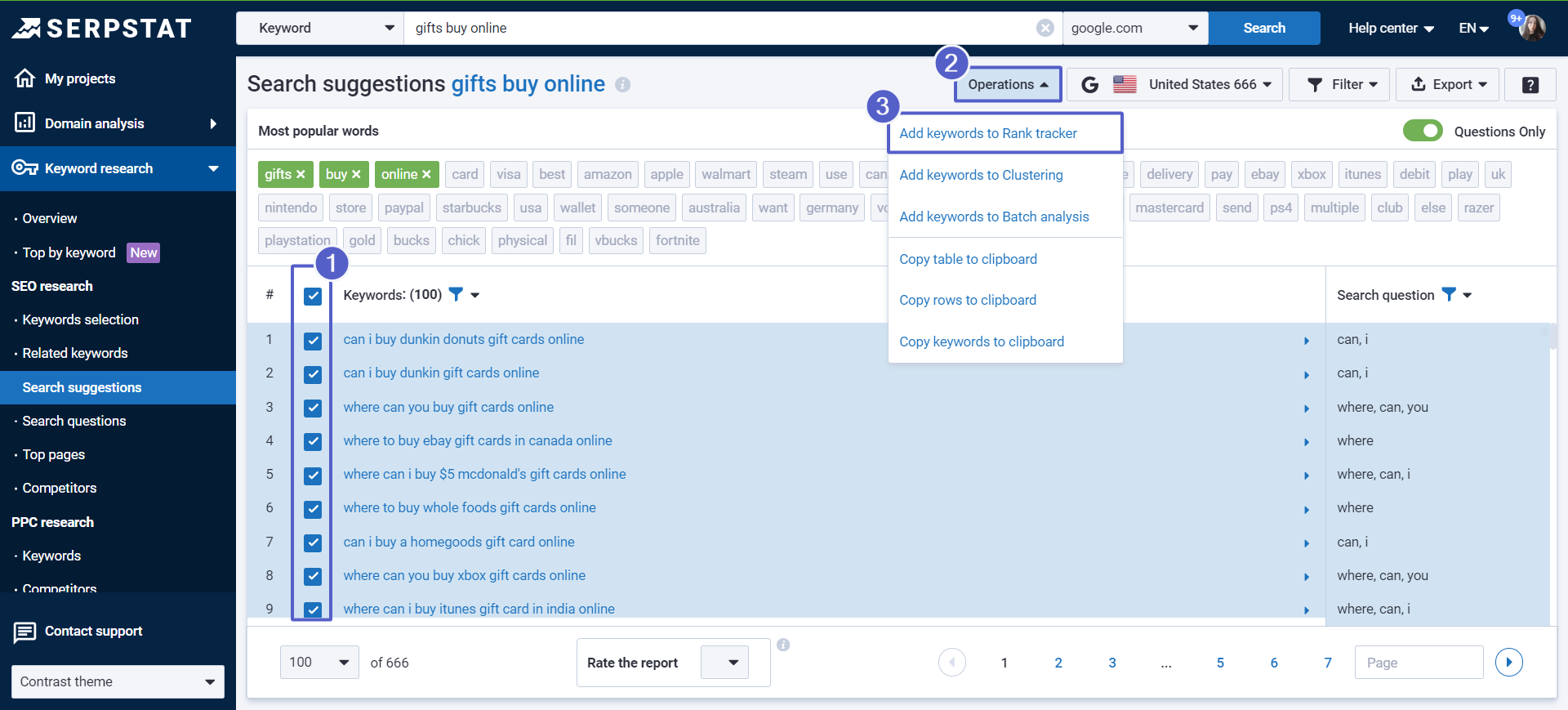 Adding keywords to Rank Tracker