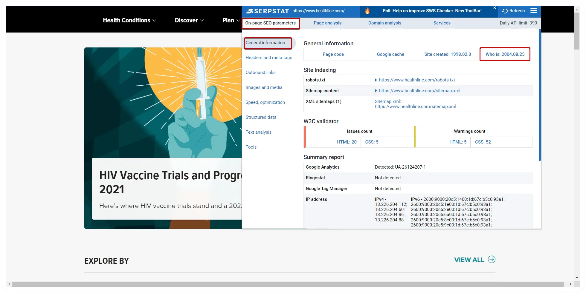 Serpstat on-page plugin