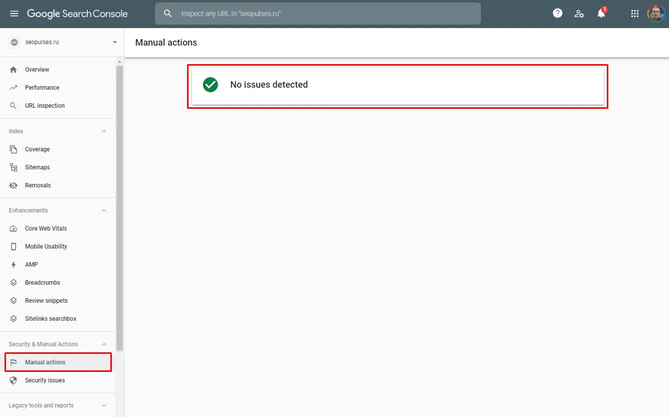 Manual Action section