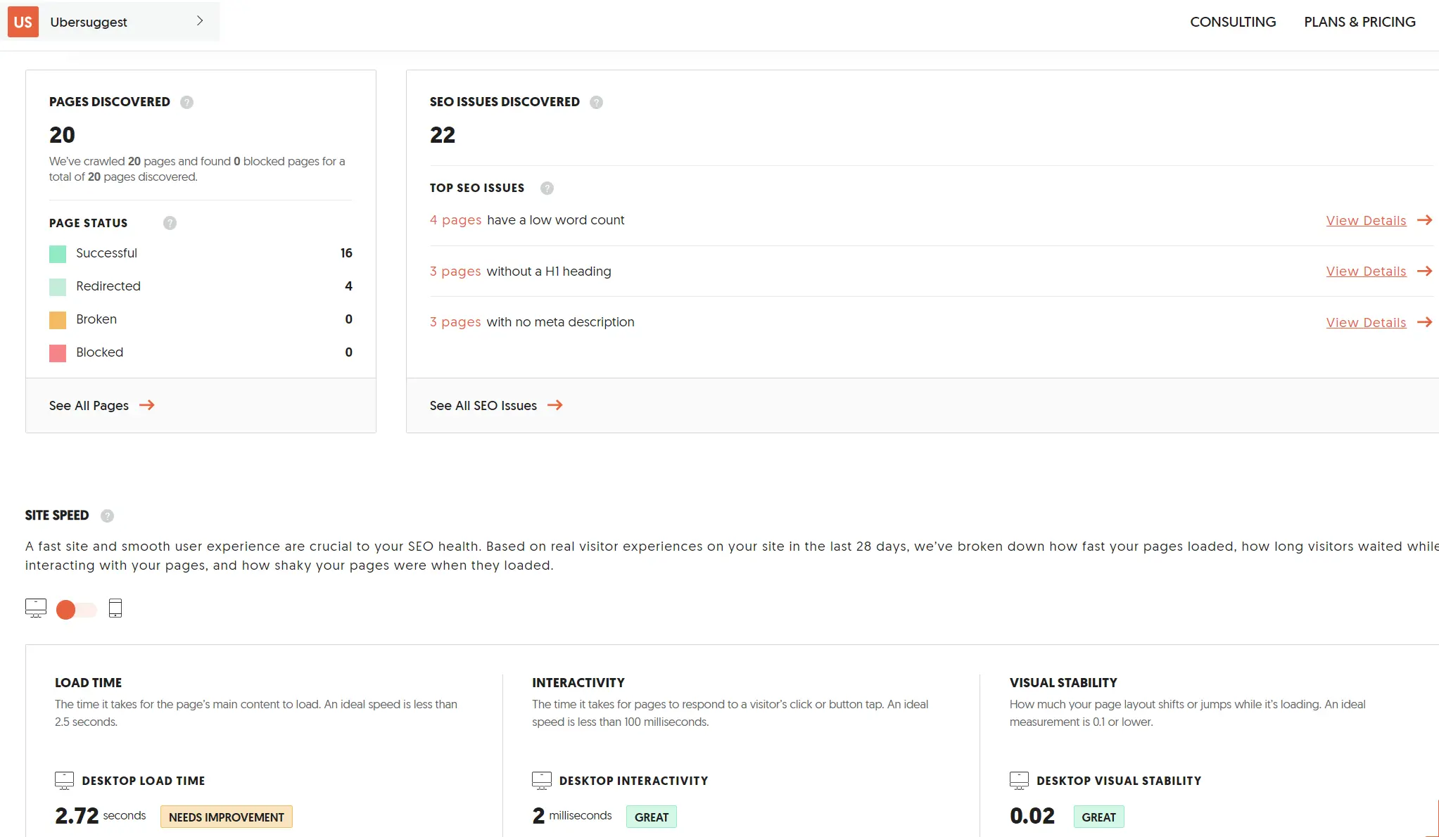 Neil Patel SEO Analyzer, Ubersuggest