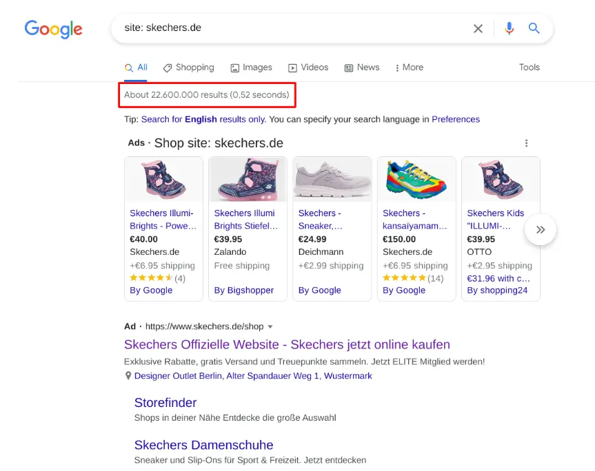 Google search operator "site:"