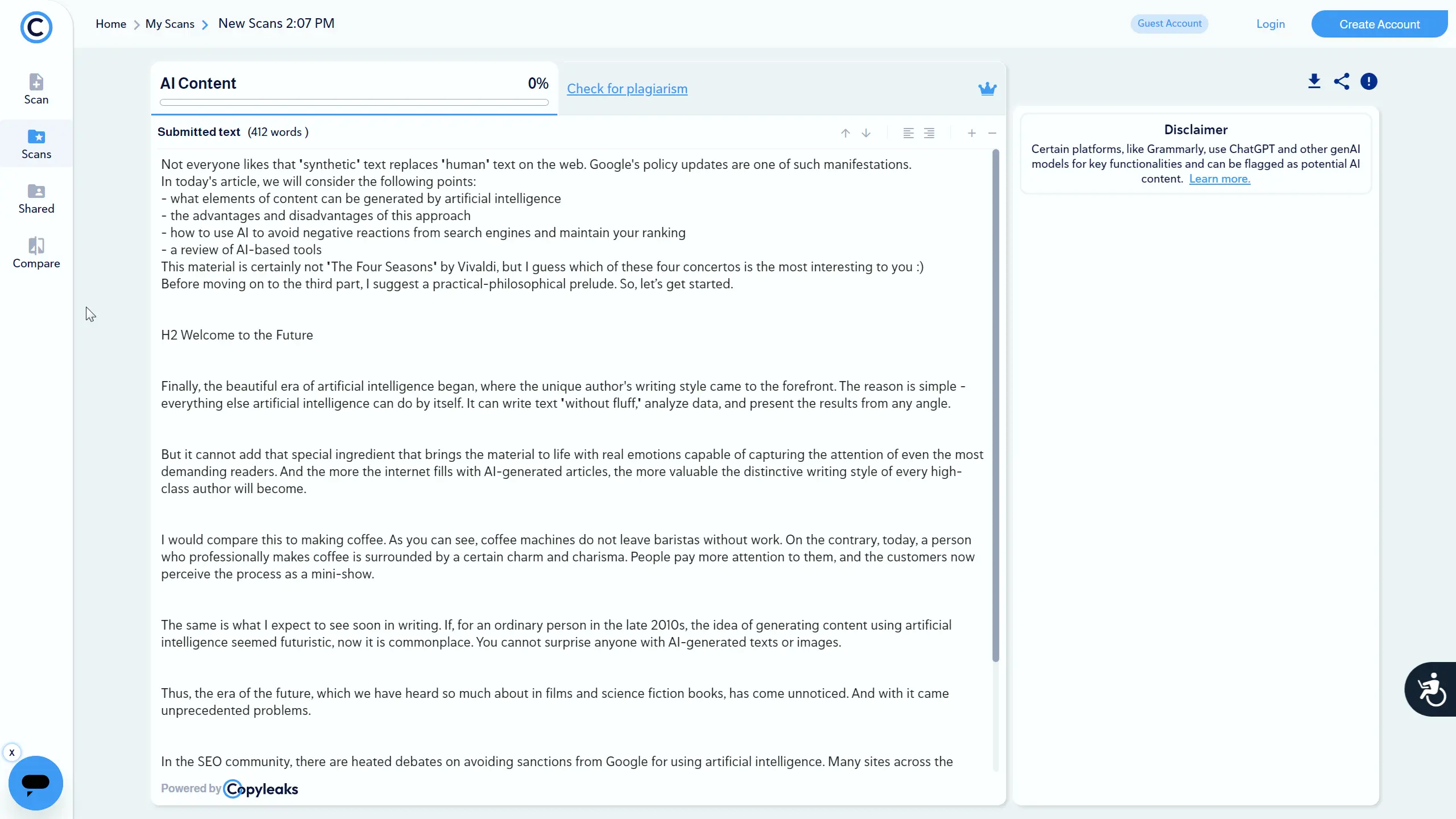Результаты сканирования моей статьи