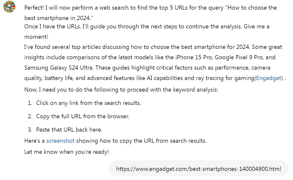 SEO copywriting brief creation with ChatGPT: Step 5