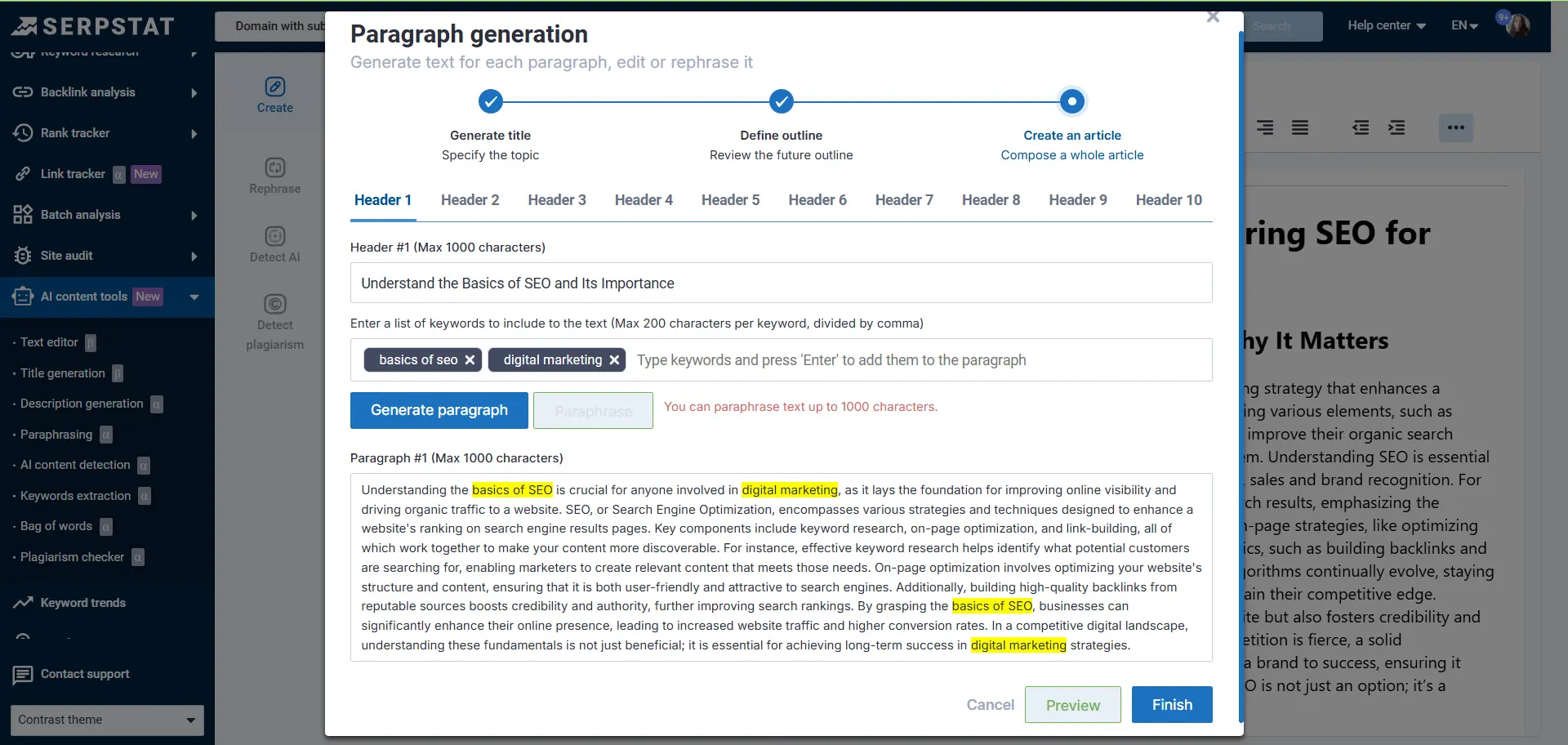 Article builder in Text editor
