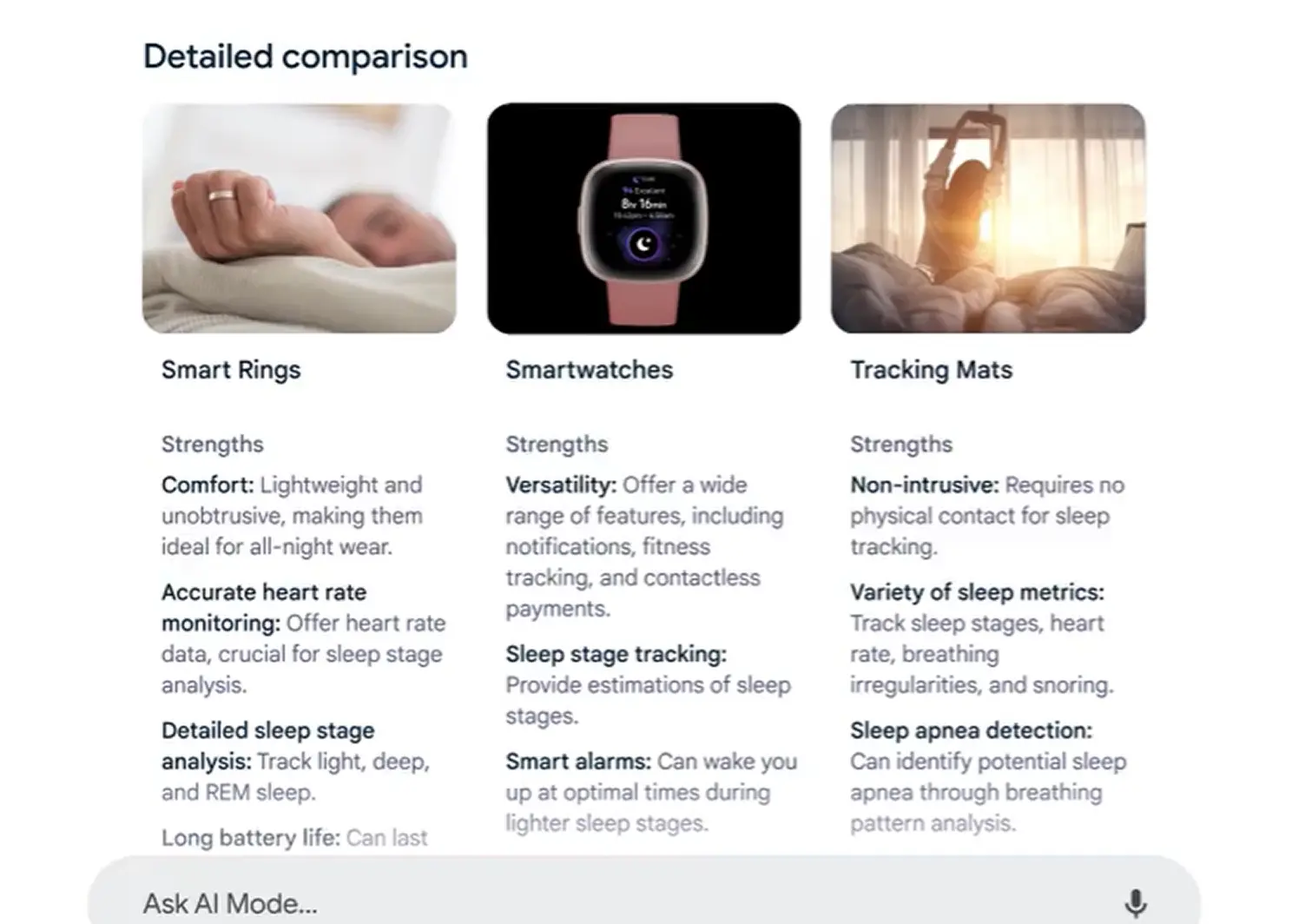 AI Overview example for bus tickets query