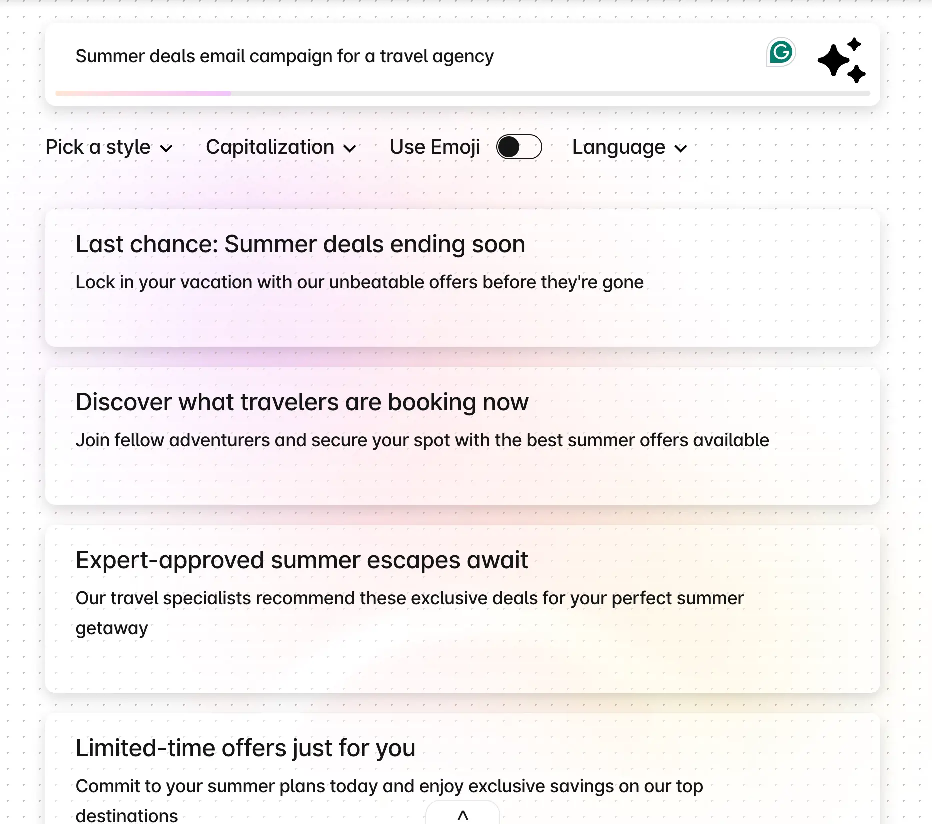 Stripo AI subject line generator